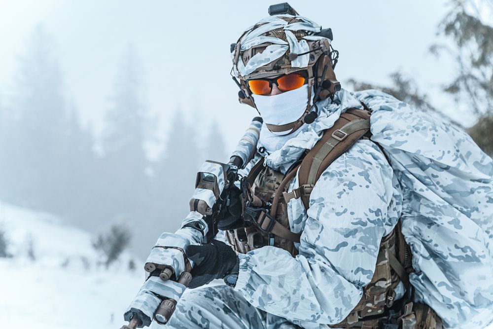 Soldiers wear polarized sunglasses in Snow Meadows